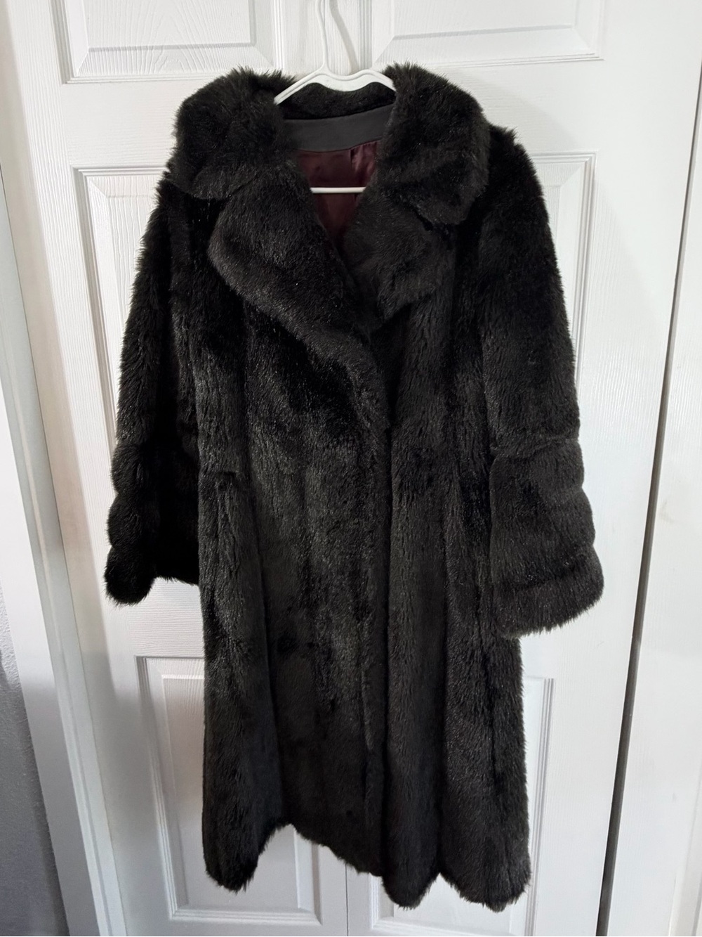 Dark chocolate Faux Fur Full Length Coat Womens Medium or Large